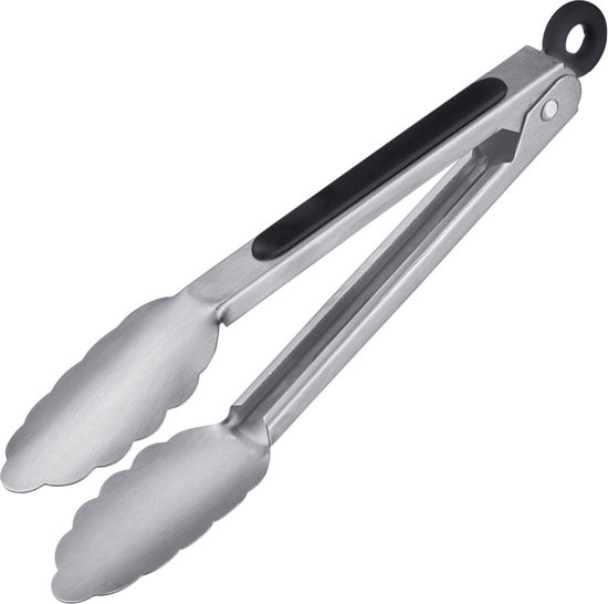 Westmark grilltang + serveertang, met roestvrijstalen uiteindes en rubberen handvatten, lengte: 20 cm, roestvrij staal/kunststof, Classic Spezial Mini, zilver/zwart, 16232270