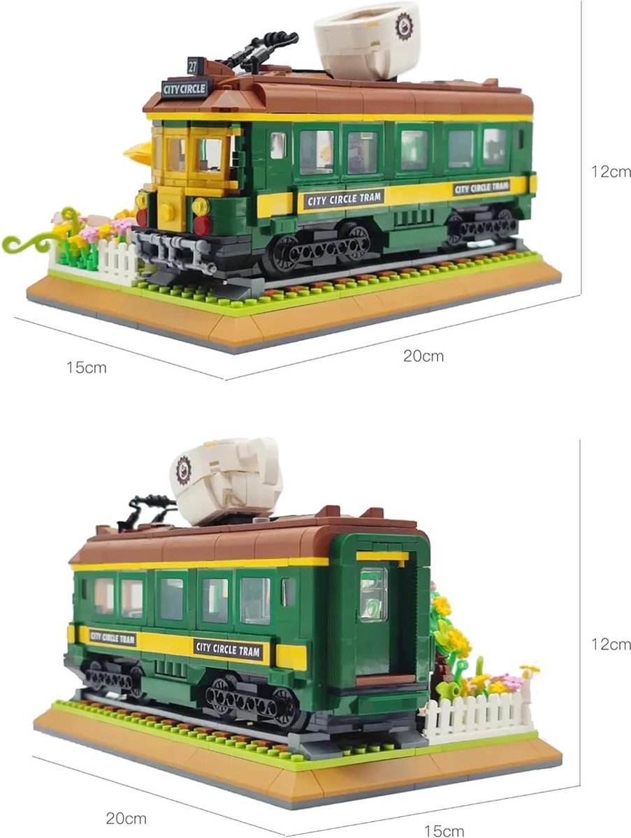 Zhe Gao DZ6002 Classic Trein Café bouwset incl. 4 minifigures | City & friends adventure Modelbouw | Educatief Creator speelgoed bouwpakketten voor kinderen & volwassenen | Bloemen foodtruck niet compatibel met lego | Bouwdoos met 1081 bouwstenen — afbeelding 11