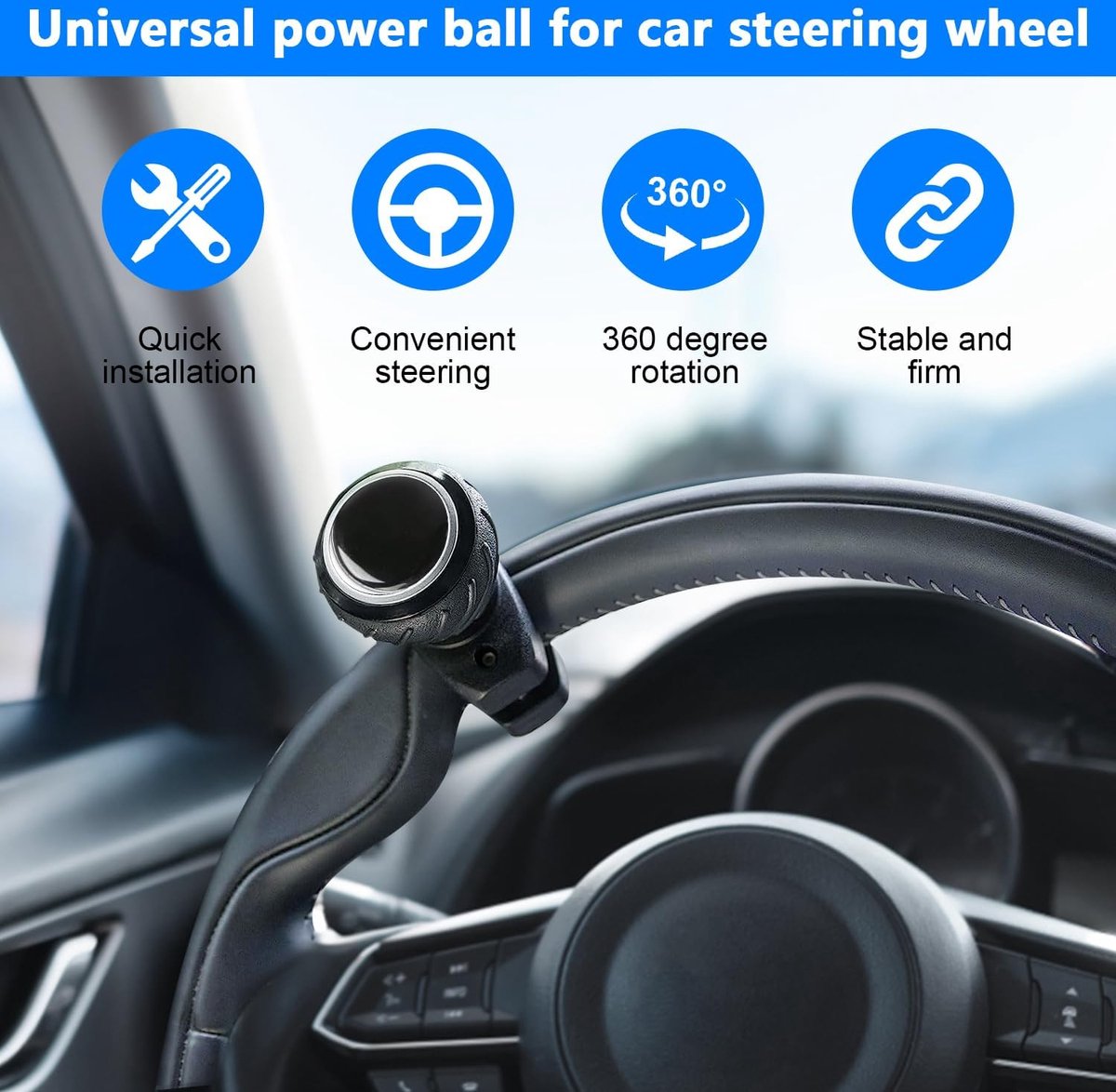 JNNJ Universele autostuurknop, stuurwiel, draaiknop, spinner
