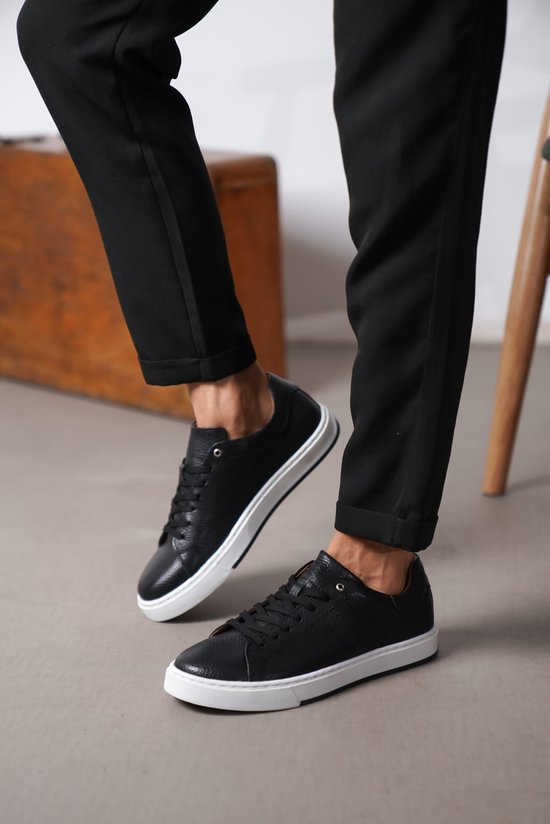 Baskets pour femmes Cuir Premium Cuir Zwart - Oscar&Djayds - Zwart - Cuir Véritable - Baskets pour femmes - Chaussures pour femmes - OD 210 - taille 45