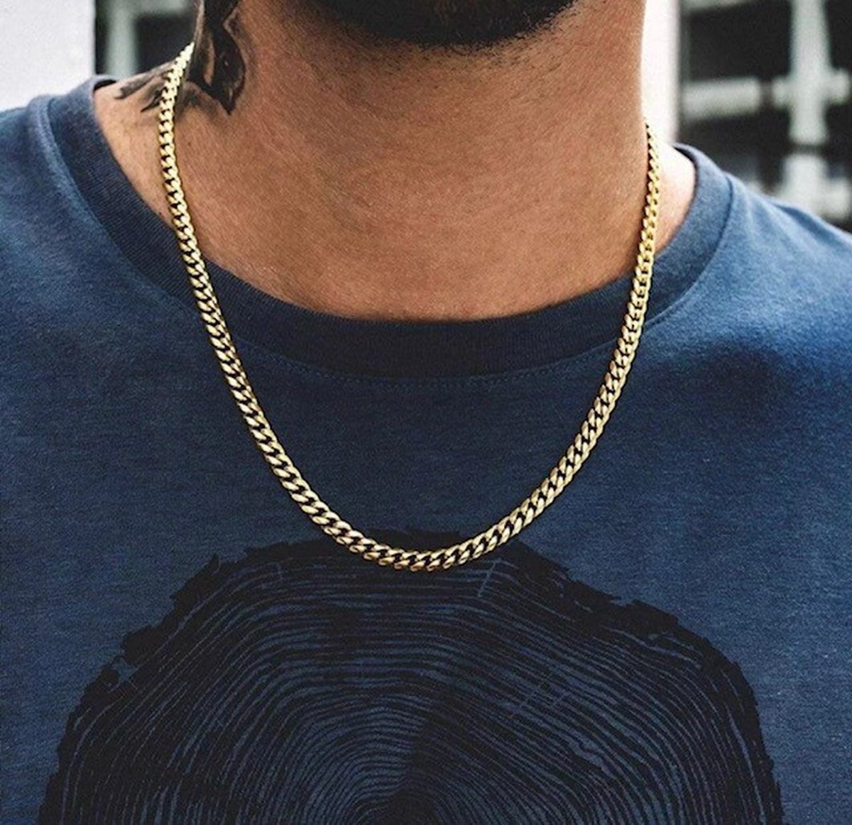 Jumada's - Goudkleurige Cuban Link Ketting voor Heren 60 cm - Dikke Schakels - 5mm - Perfect Valentijnscadeau voor Mannen - Schakelketting - Valentijnsdag Cadeau voor Hem - Mannen Sieraden
