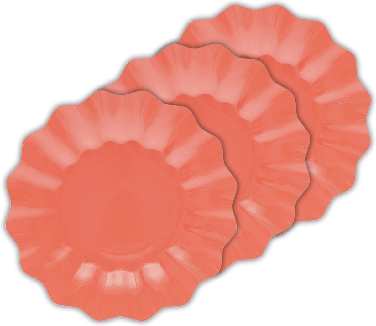 Givi Italia Feestbordjes/gebaksbordjes - schulprand - 24x - koraal roze - rond - papier/karton - 21 cm - kinderfeestje