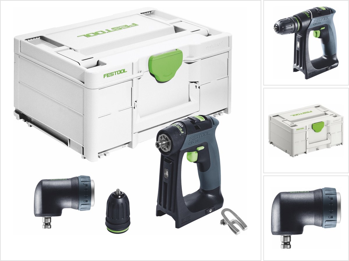 Festool CXS 18-Basic accuschroefboormachine 18 V 40 Nm borstelloos + hoekaanzetstuk + systainer - zonder accu, zonder oplader