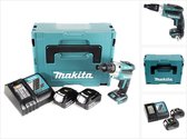 Makita DFS 251 RMJ 18 V Li-Ion borstelloze droge montagebouwschroevendraaier in Makpac met 2x BL1840 B 4.0 Ah accu en DC18RC lader