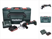 Metabo W 18 LT BL 11-125 accu haakse slijper 18 V 125 mm borstelloos + 1x accu 4.0 Ah + lader + metaBOX