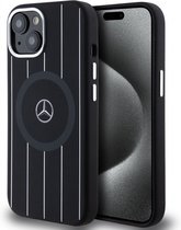 Mercedes-Benz Silicone Stripes Pattern Back Case (MagSafe Compatible) - Geschikt voor Apple iPhone 15 (6.1") - Zwart