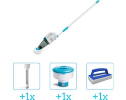Zwembadonderhoud - Intex Zwembad stofzuiger ZR100 - Oplaadbaar - Handmatig - 28626 inclusief Thermometer - Chloordrijver en Scrubborstel - 4-delig - Ideaal voor zwembaden tot 549 m lengte - Zwembadstofzuiger
