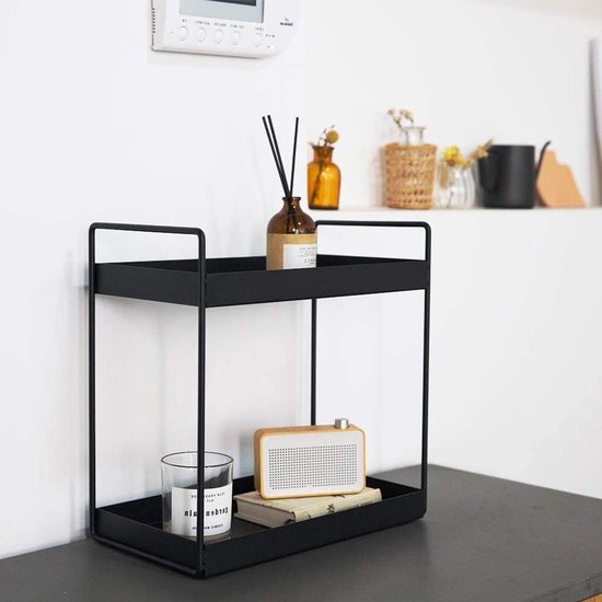 Orion Store - 2-laags Metalen Kruidenrek Voor In De Keuken Met Kunststof Platen Antislip Voeten Eenvoudig Te Monteren Voor Het Aanrecht Voorraadkast Badkamer Keuken 16cm X 31cm X 25 7cm