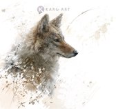 Schilderij - Wolf , 3 maten , Beige bruin , Wanddecoratie
