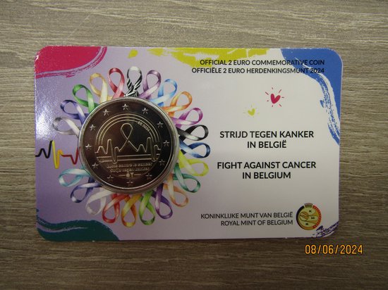 Officiële Coincard 2 euro België 2024 : Strijd Tegen kanker in België