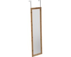 Dutchers.® Deurspiegel - Hangspiegel - Lange Deurspiegel Hangend - Spiegel - Ophangen Doormiddel Van Haken - Bruin - 90x30 Cm