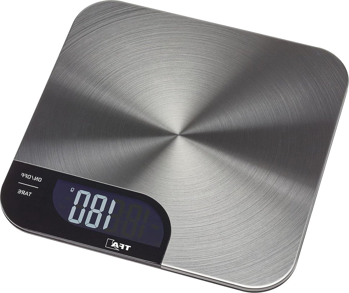 Digitale keukenweegschaal Cheesecake 50.2006.60 - gemakkelijk te reinigen - Tara-buigfunctie - antislip - stand tot 5 kg - roestvrij staal