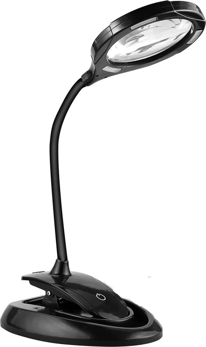 Vergrootlamp led 2 in 1 vergrootglas 5X 10X - bureaulamp met licht - zwart