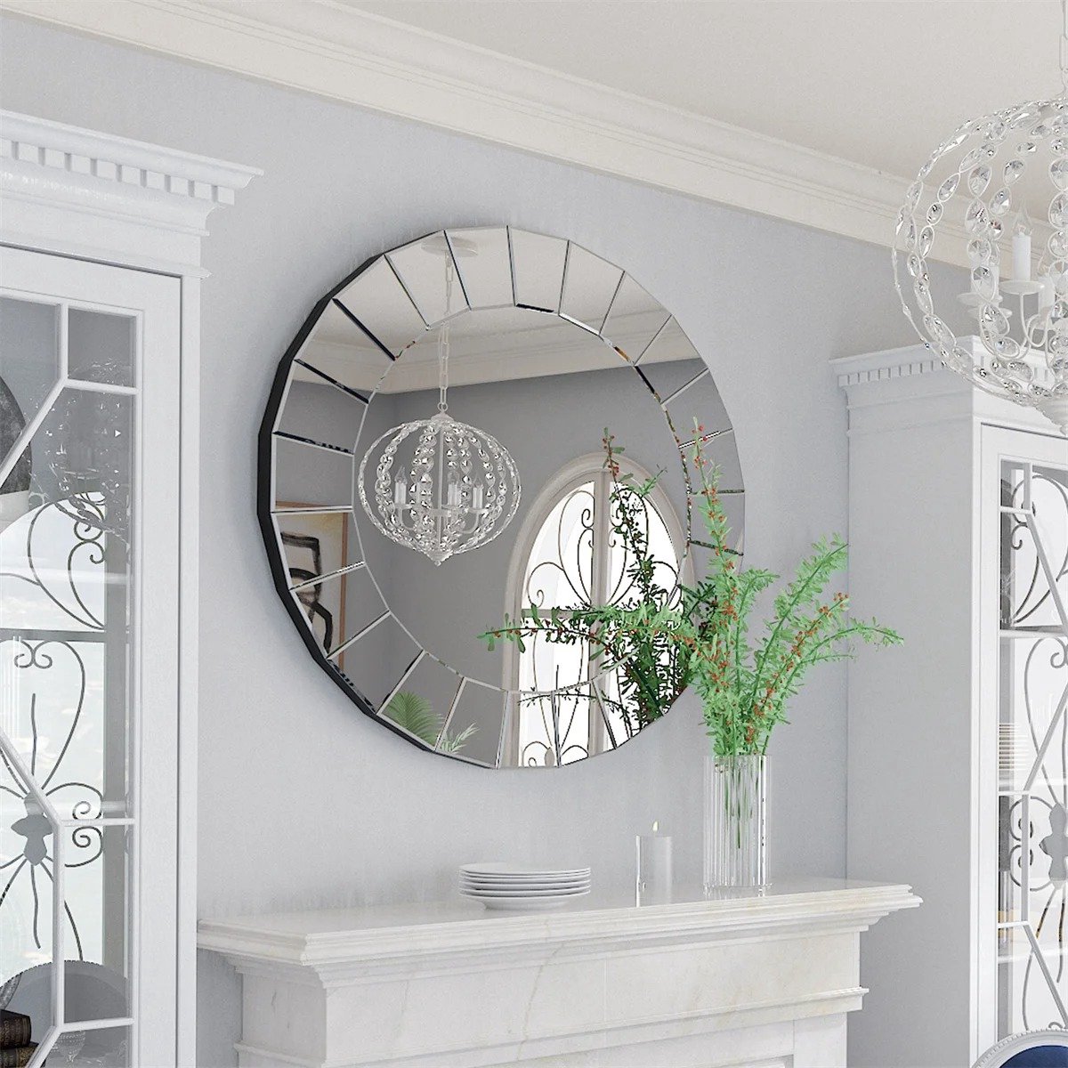 Americanflat Spiegel met ronde hoeken, vierkant, goud, 61 cm, wandspiegel voor slaapkamer, badkamer en woonkamer, grote spiegel voor muur met ophangmateriaal