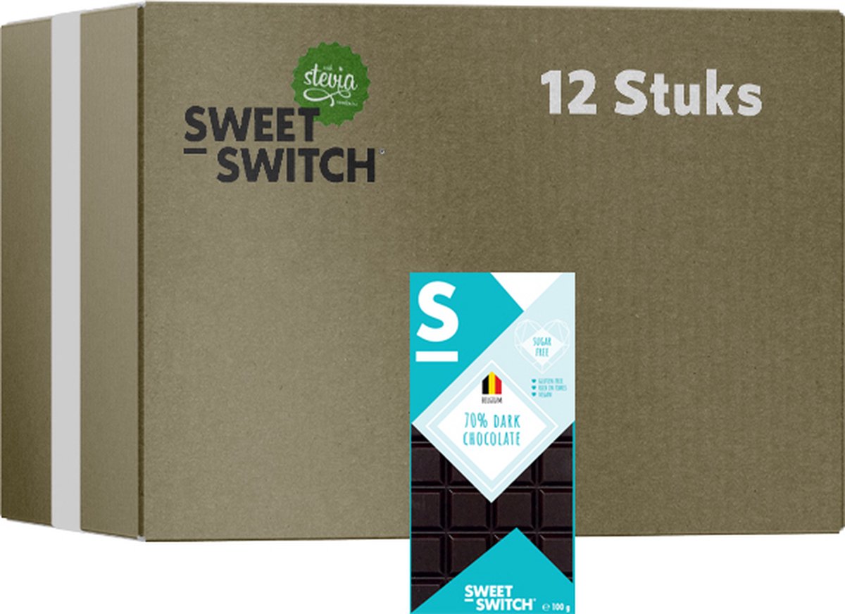 Goedkoopste Sweet Switch | Tablet | 70 Pure Chocolade | 12 stuks | 12 x 100g