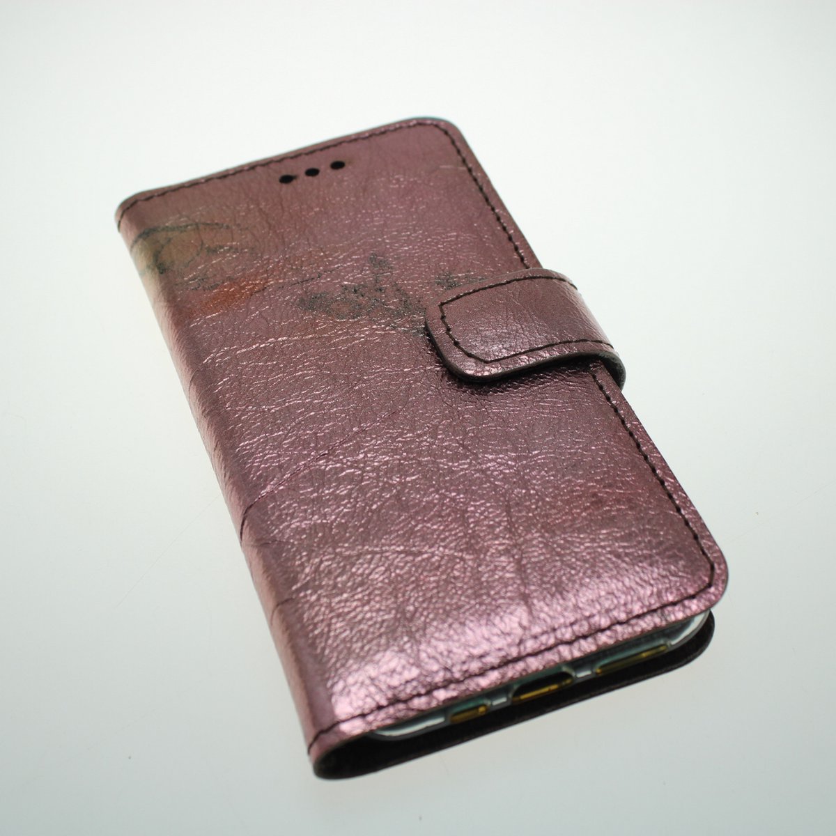 Echt leer zilver met vlam gloed hoesje geschikt voor iPhone 11 Pro
