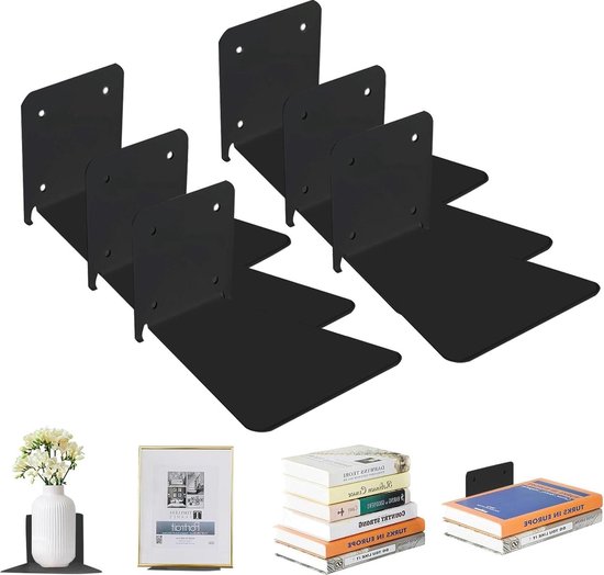 Jetec Zwevende boekenkast, driehoekig, zwevende ijzeren planken, onzichtbare boekenkast, multifunctionele plank voor bibliotheek, thuis, kantoor (wit, 6 Jetec Zwevende boekenkast, driehoekig, zwevende ijzeren planken, onzichtbare boekenkast, multifunctionele plank voor bibliotheek, thuis, kantoor (wit, 6