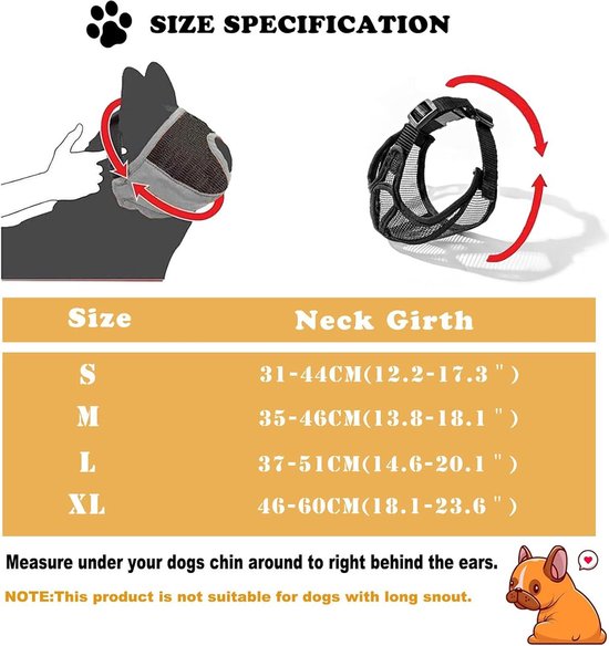 Muilkorf Voor Franse Bulldog – Silicone – Verstelbaar – Anti-Bijten – Anti-Blaffen – Korte Snuit – 4 Maten