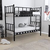 AirSleeperz® heavy duty metalen stapelbed Emma - kinderbed hoogslaper voor 2 personen - Kleur: zwart - Afmeting 90x200x175 cm