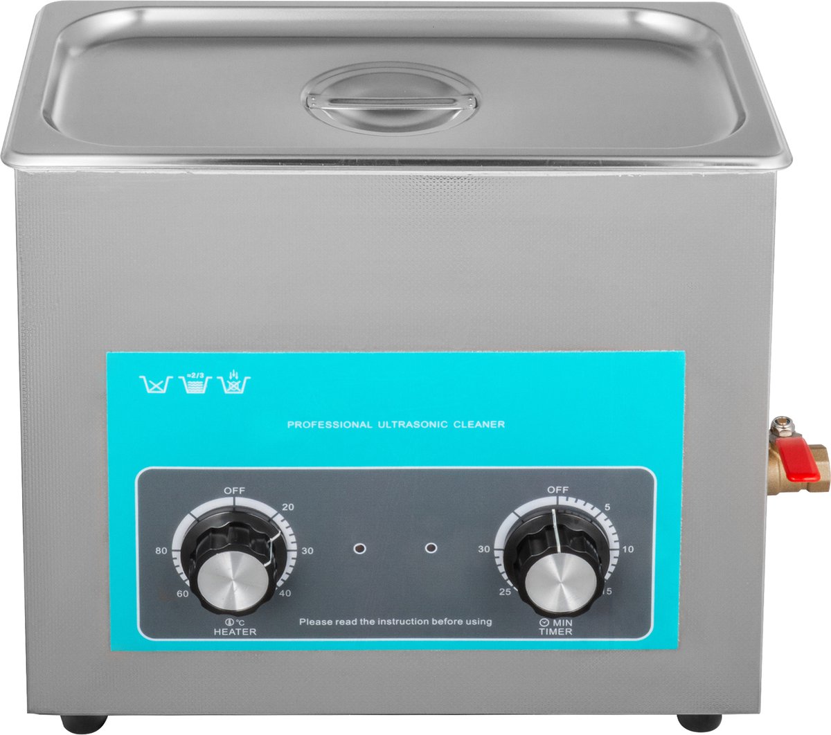 VEVOR Ultrasoon Reiniger 6.5L Ultrasone Reiniger met Verwarmingstimer 20-80°C Roestvrijstalen Waterafvoer