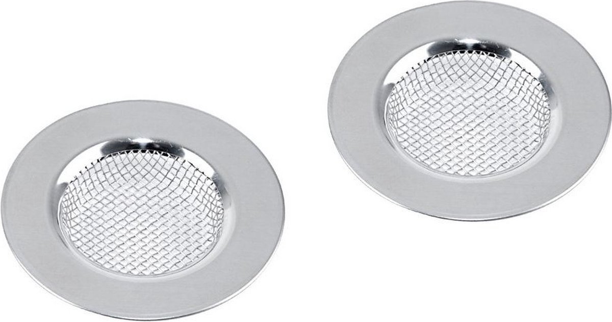 Goedkoopste Korfplug Zeef Edelstaal 6,5 cm 2 stuks - Spoelbak - Afvoerplug - Wastafel