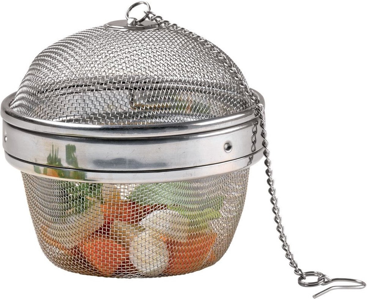 Kruidenzeef Edelstaal 9 cm - Kruidenbuil - Kruidenfilter - Kruidenei - Kruidenbol - Theezeef