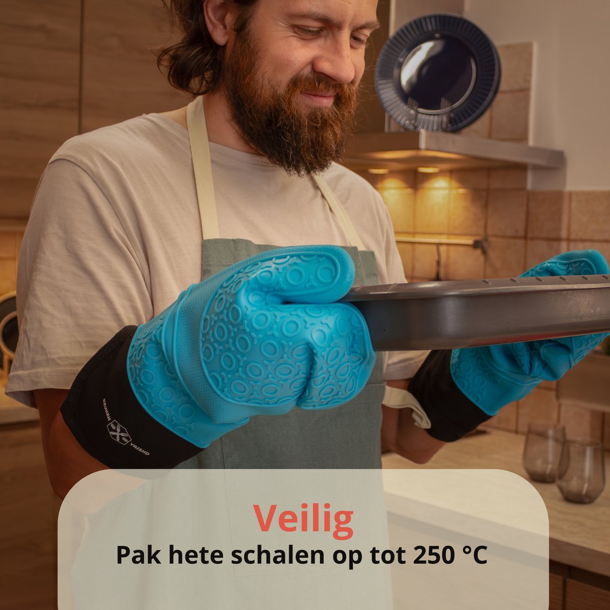 Extra lange professionele siliconen ovenwant, ovenwanten met