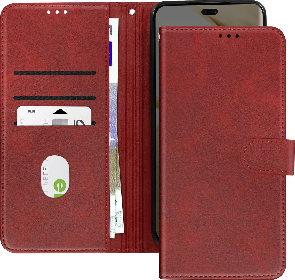 Avizar Foliohoes Geschikt voor Honor 200 Portemonnee met handriem, Rood