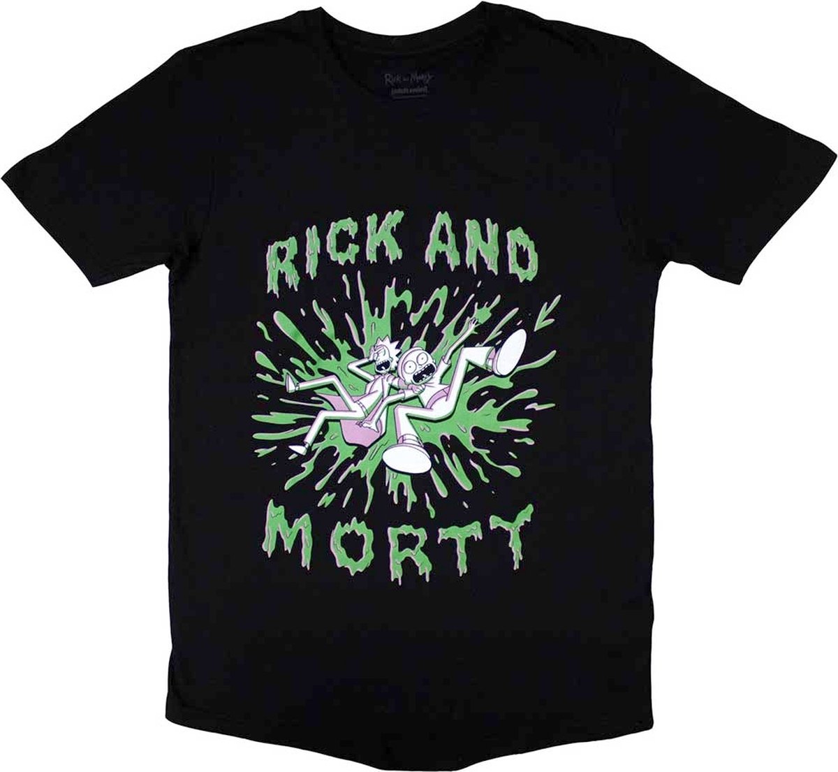 Rick And Morty - Green Splat Heren T-shirt - 2XL - Zwart