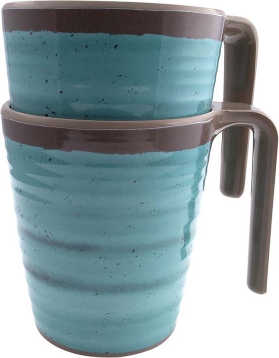 Bo-Camp - Mok - Halo - L - Melamine - 4 Stuks - Aqua van Merkloos — afbeelding 3