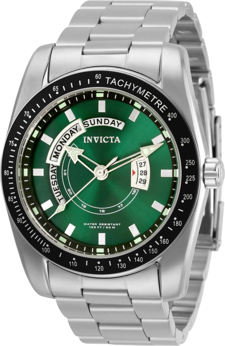 Invicta Specialty 31916 Heren Horloge - Waterdicht - Analoog - Quartz Uurwerk - Roestvrij Staal met groene Wijzerplaat - 45mm