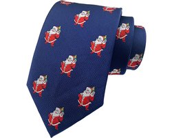 Sorprese Stropdas - Kerst Stropdas - 100% Zijde - Blauw - Stropdassen - Model 1 - Cadeau