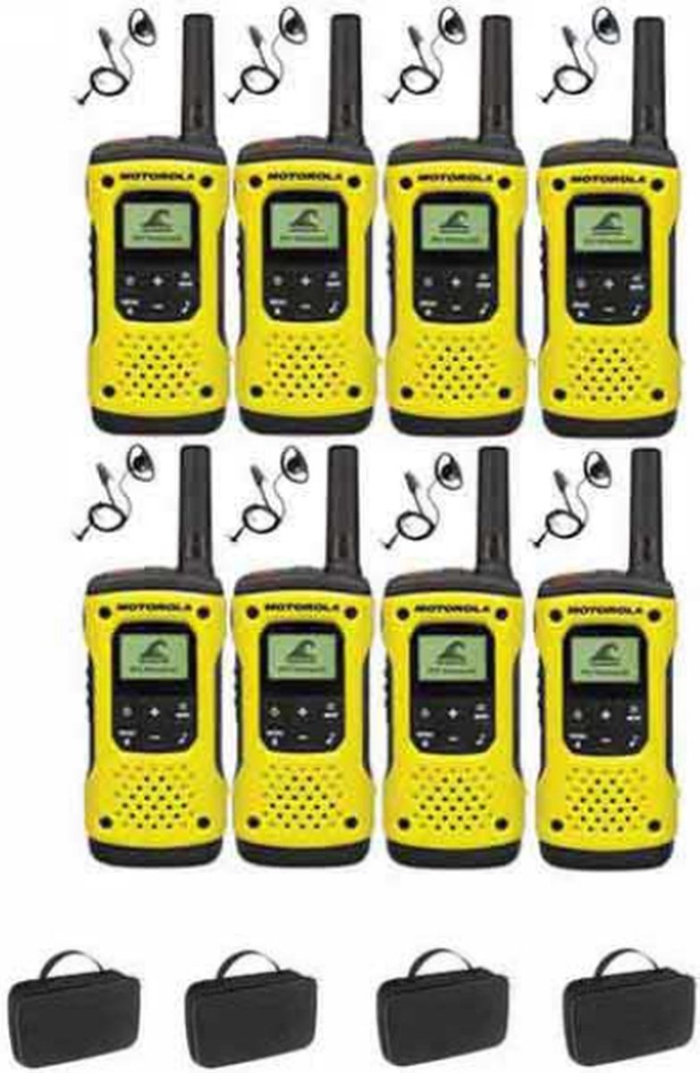 Set van 8 Motorola TLKR T92 H2O IP67 PMR446 Portofoons met D-shape oortje