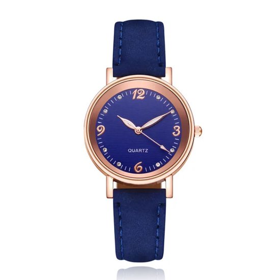 Montre pour femme avec indication des heures élégante et aiguilles Blauw lumineuses