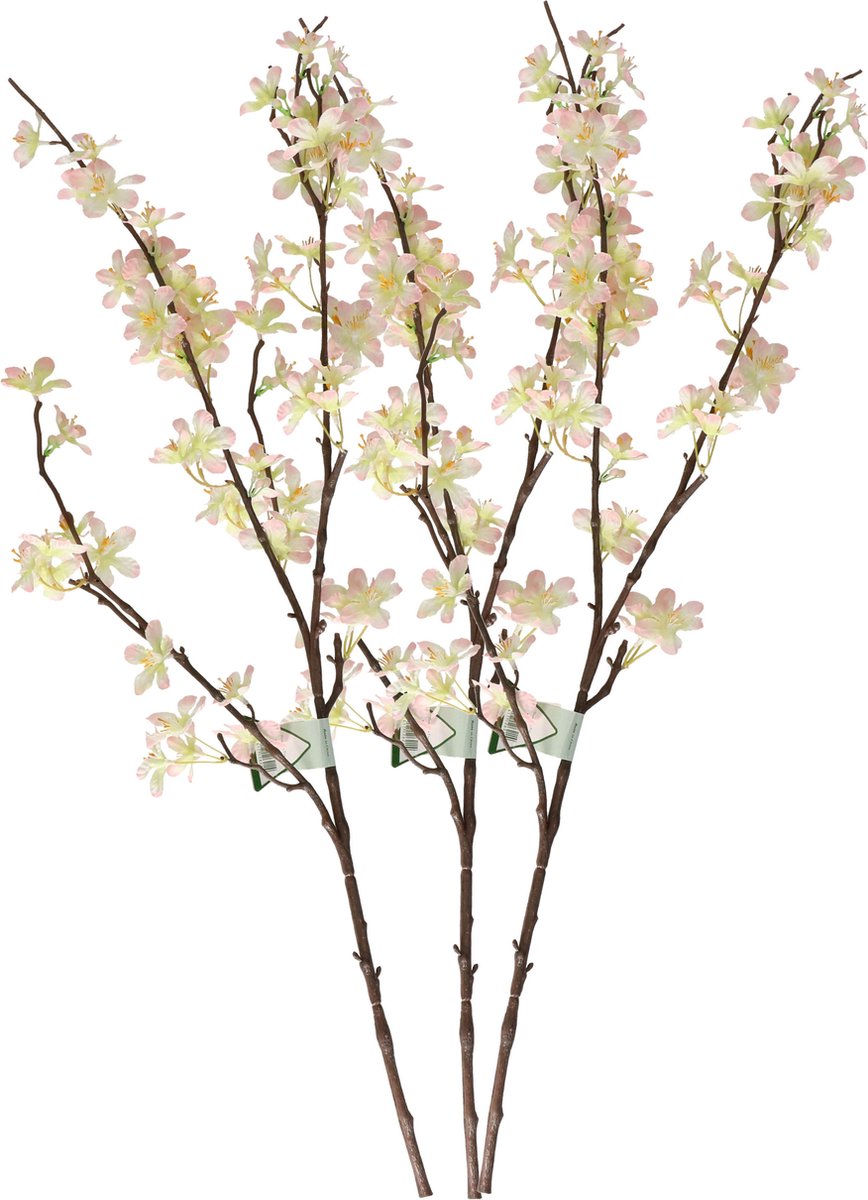 Bellatio Flowers & Plants Roze appelbloesem kunstbloem/tak met 57 bloemetjes 84 cm - 3x - Nepbloemen - Kunstbloemen