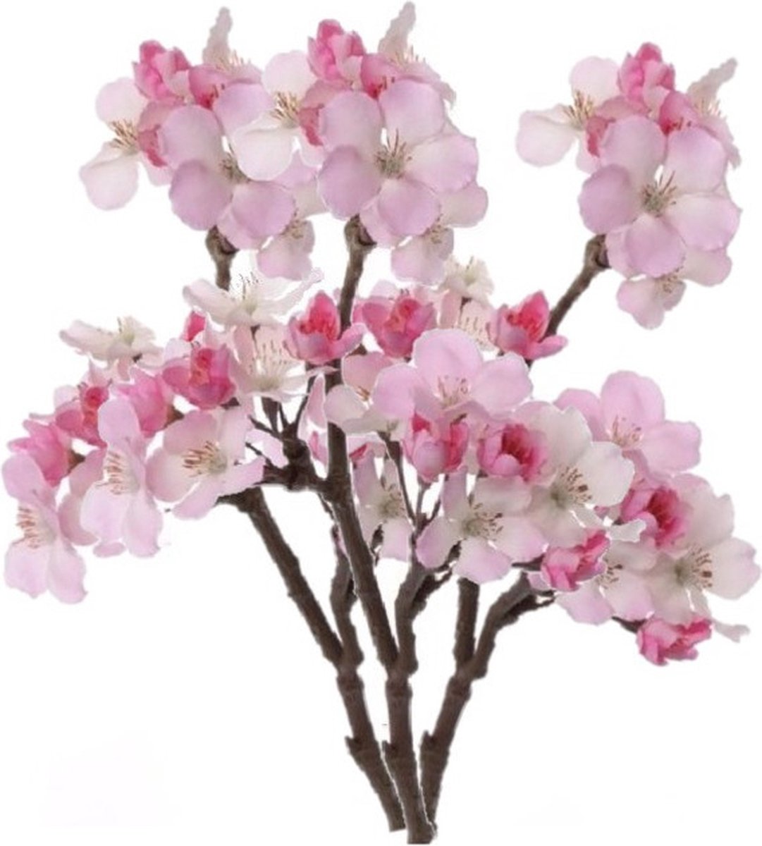 Bellatio Flowers & Plants Roze appelbloesem kunstbloem/tak met 17 bloemetjes 36 cm - Set van 4x stuks - Nepbloemen - Kunstbloemen