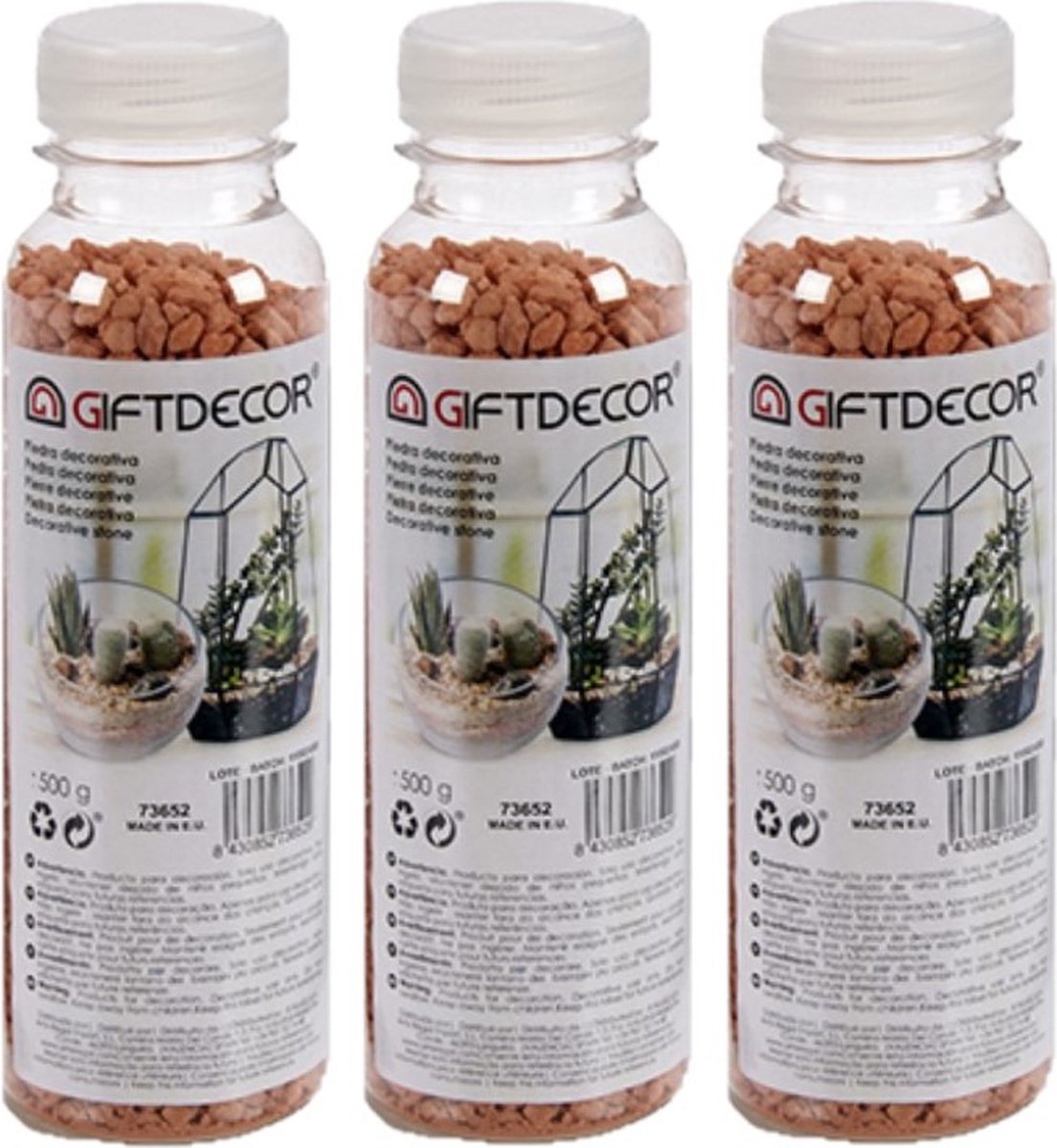3x pakjes decoratie steentjes/kiezeltjes chocolade bruin 500 gram - Aquarium bodembedekking