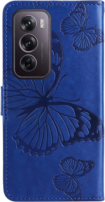 Coverup Butterfly Book Case - Adapté à la coque OPPO Reno12 Pro - Blauw