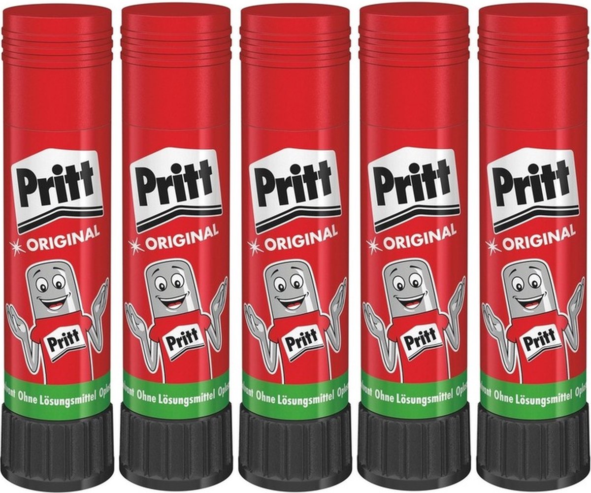 Pritt lijmstift - 5x - 11 gram - klein formaat - oplosmiddelvrij - uitwasbaar