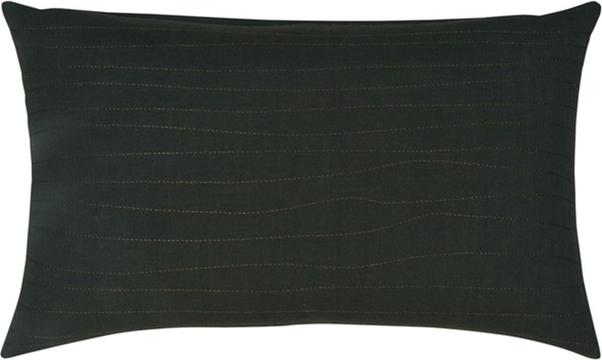 Linen & More Uneven Stitching Lt. Khaki Kussen | 30 X 50 | Sierkussen Voor Woonkamer Of Slaapkamer Donker groen