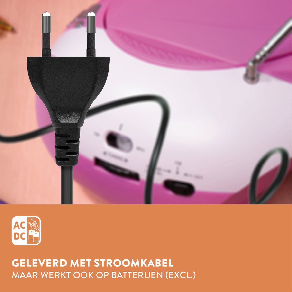 Lenco SCD-37 - Draagbare radio CD speler met MP3 optie en USB - Roze thumbnail 3