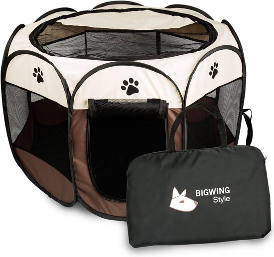 PETSFIT Opvouwbare Puppyren – Waterdichte Bodem, Kauwbestendig, Wit, 92x84x53 Cm – Ideaal Voor Kleine Honden, Katten En Konijnen