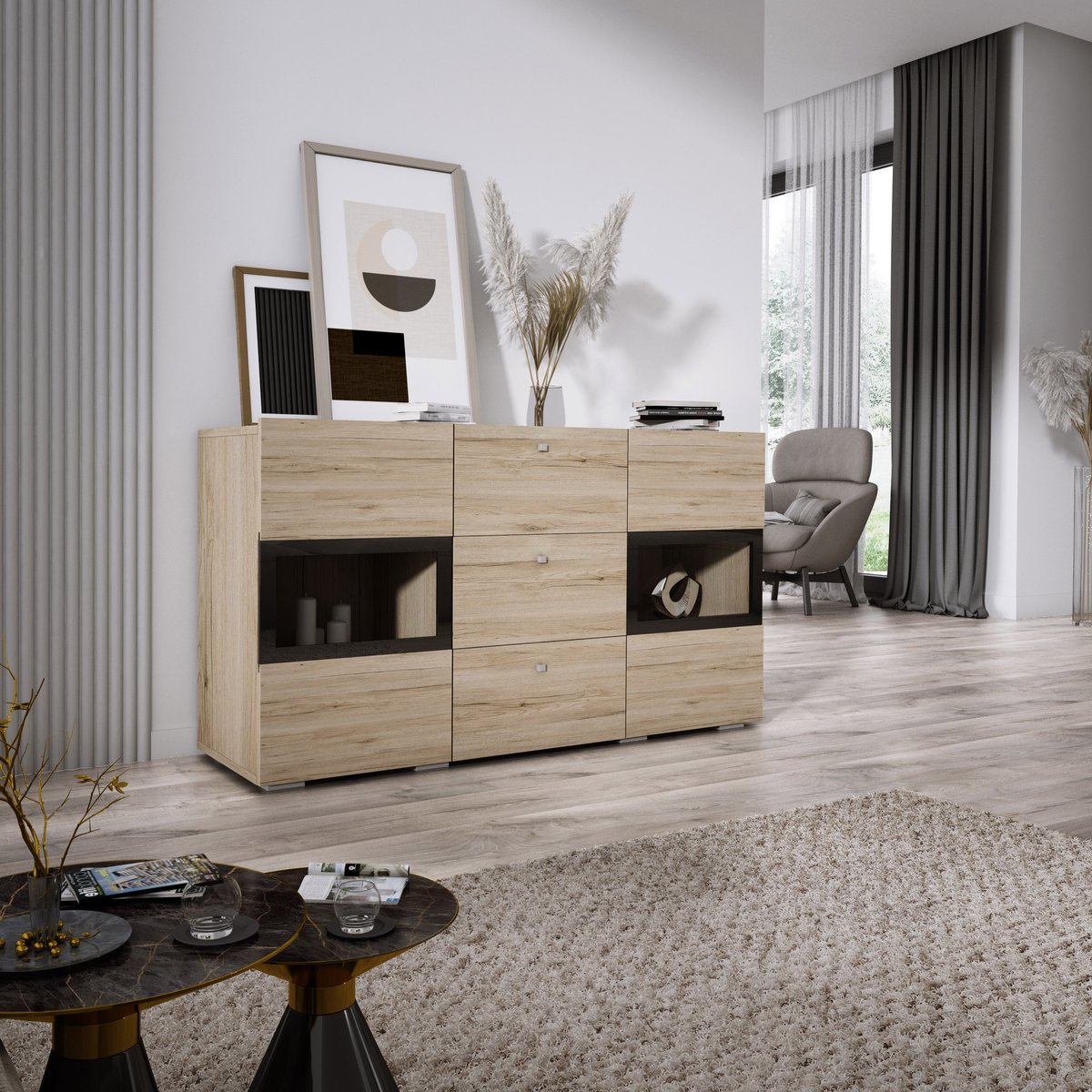 Meubel Square - Dressoir Belix - Eiken Sanremo - Commode