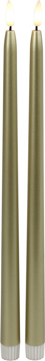 Countryfield LED dinerkaarsen extra lang - 2x st- goud - 38 cm - met afstandsbediening