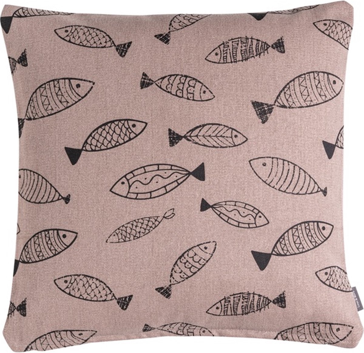 Linen & More Fishes Grijs Taupe T Kussen | 45 X 45 | Sierkussen Voor Woonkamer Of Slaapkamer