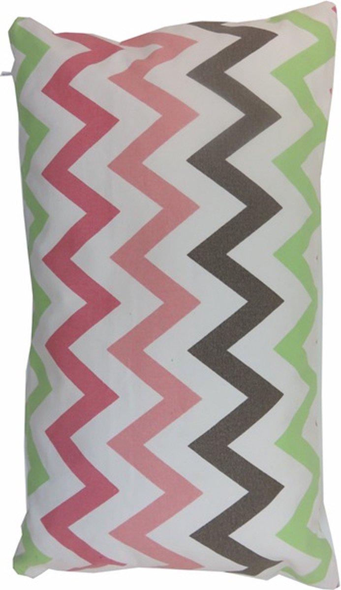 Linen & More Kussen Multi Zigzag Strawber | 30 X 50 | Sierkussen Voor Woonkamer Of Slaapkamer Wit