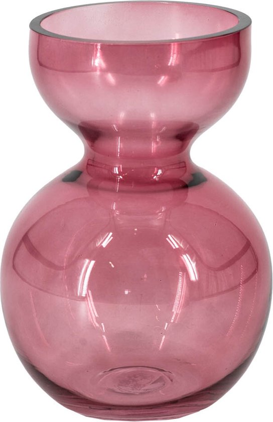 HomeBound by KY | Glazen vaas roze | bloemenvaas roze | 12,7x12,7x18,2cm