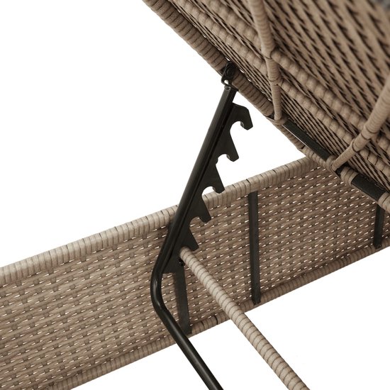 vidaXL - Chaise longue - avec - kussen - poly - rotin - beige
