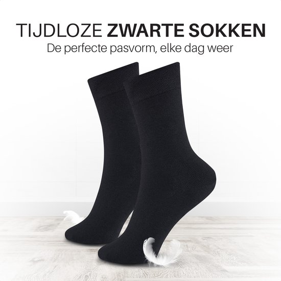 Jacob & Roy's Zwarte Sokken - Kousen - 9 paar - Heren & Dames - Katoen - Maat 43-46 - Socks - Naadloos
