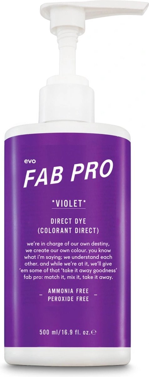 Fab Pro by evo Pigmentgel Directe kleurstof, Violet Violet, 500 ml
